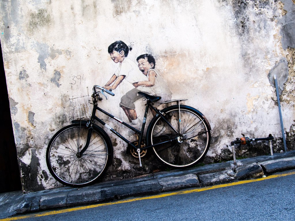 bicycle street art panang george town