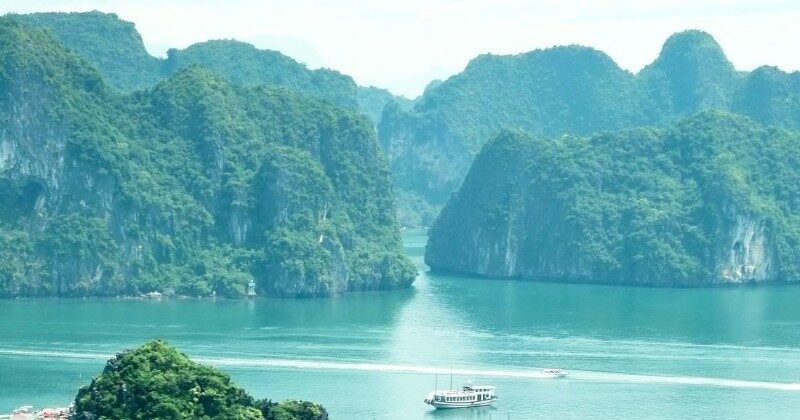 karst mountains on water vietnam